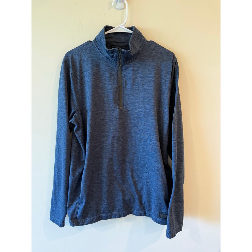 Abercrombie & Fitch Long Sleeve Quarter Zip T-Shirt Heather Blue Men's Large